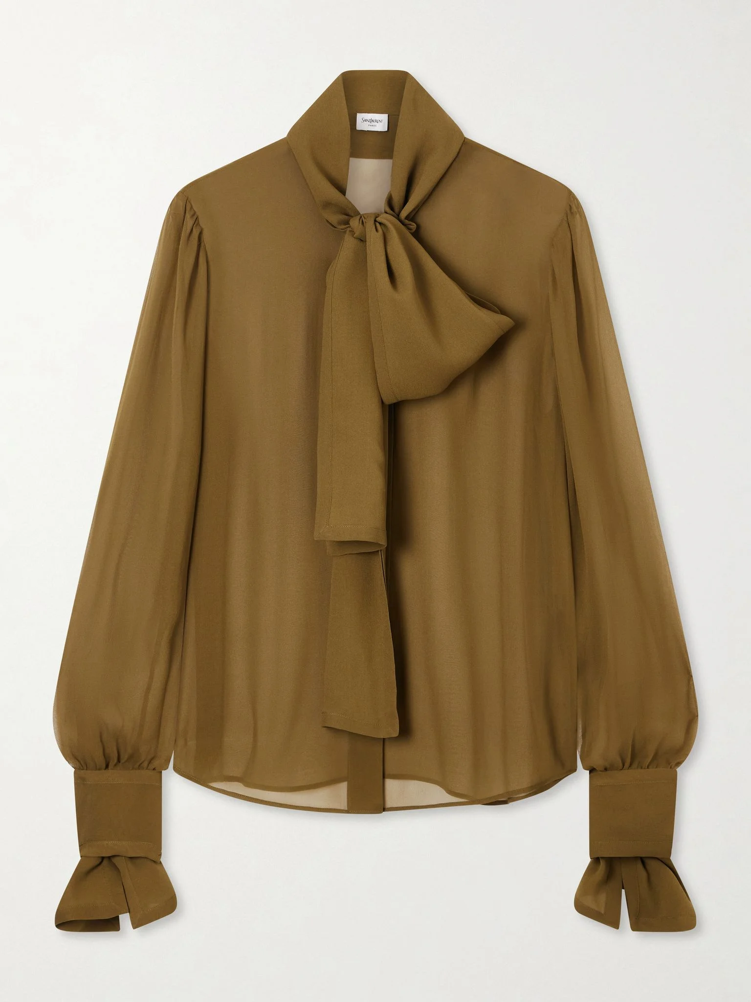 Crepe mesh silk blouse Green - 1