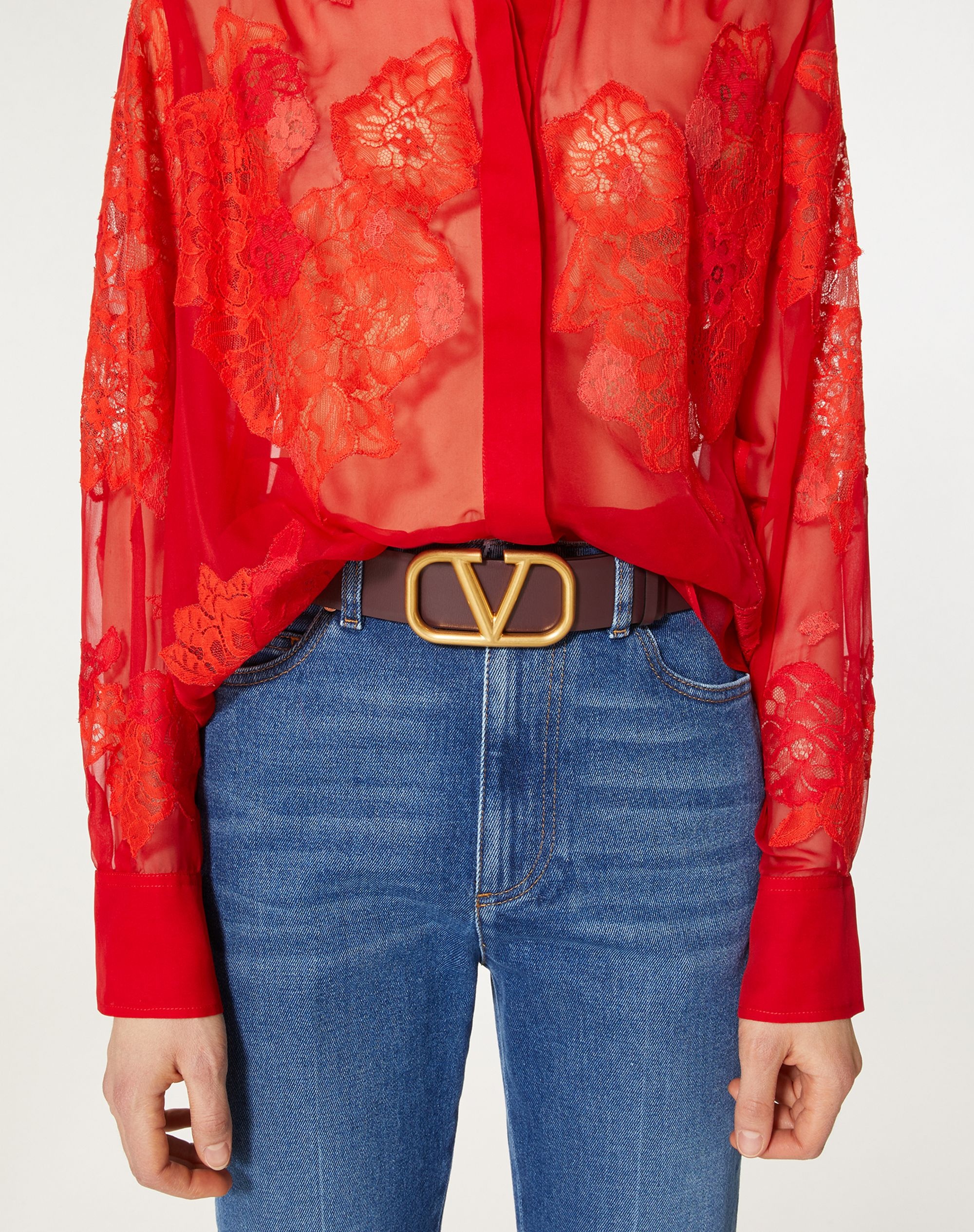 REVERSIBLE VLOGO SIGNATURE BELT IN Shiny CALFSKIN 40MM - 5