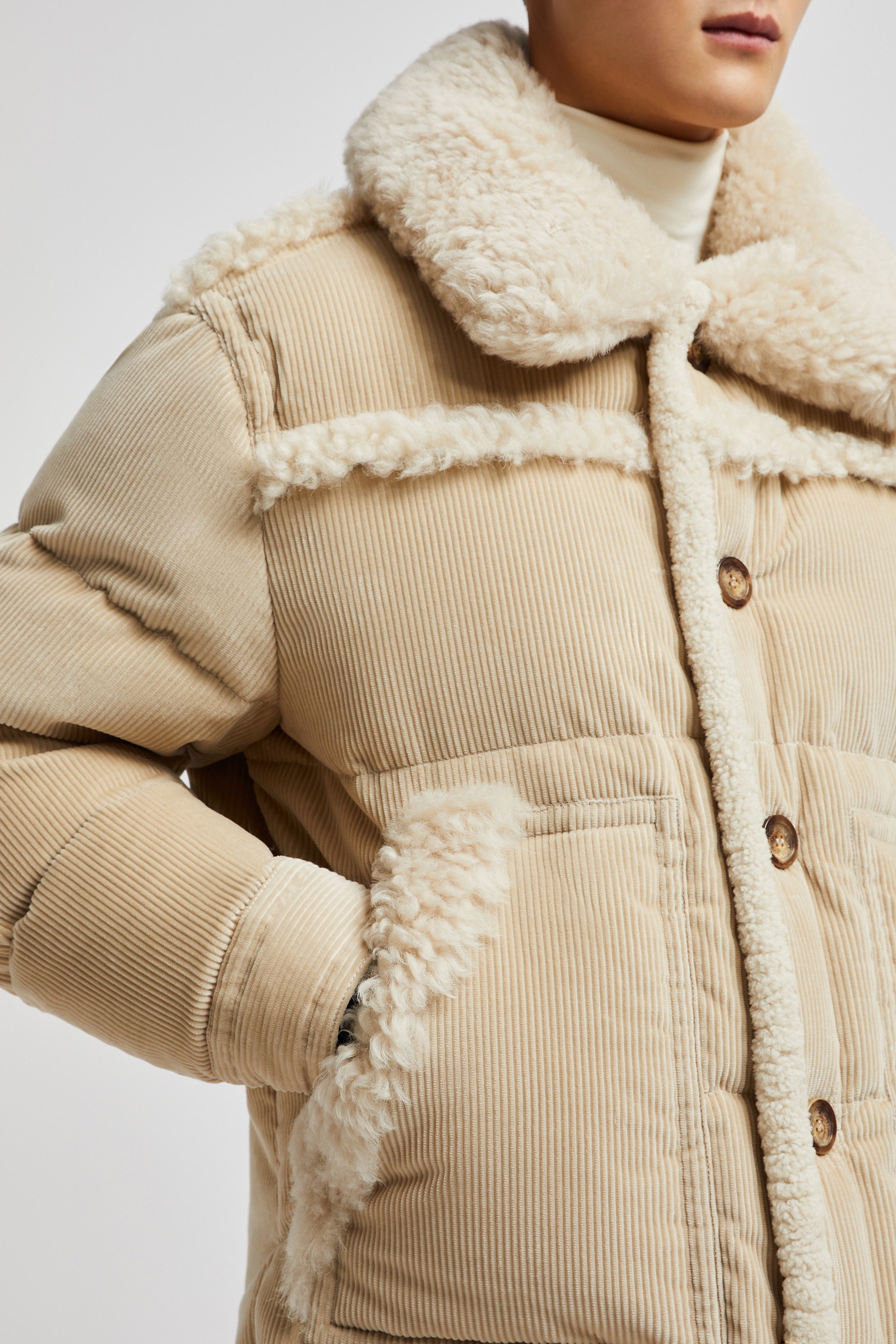 Couloir Corduroy & Shearling Short Down Jacket - 6