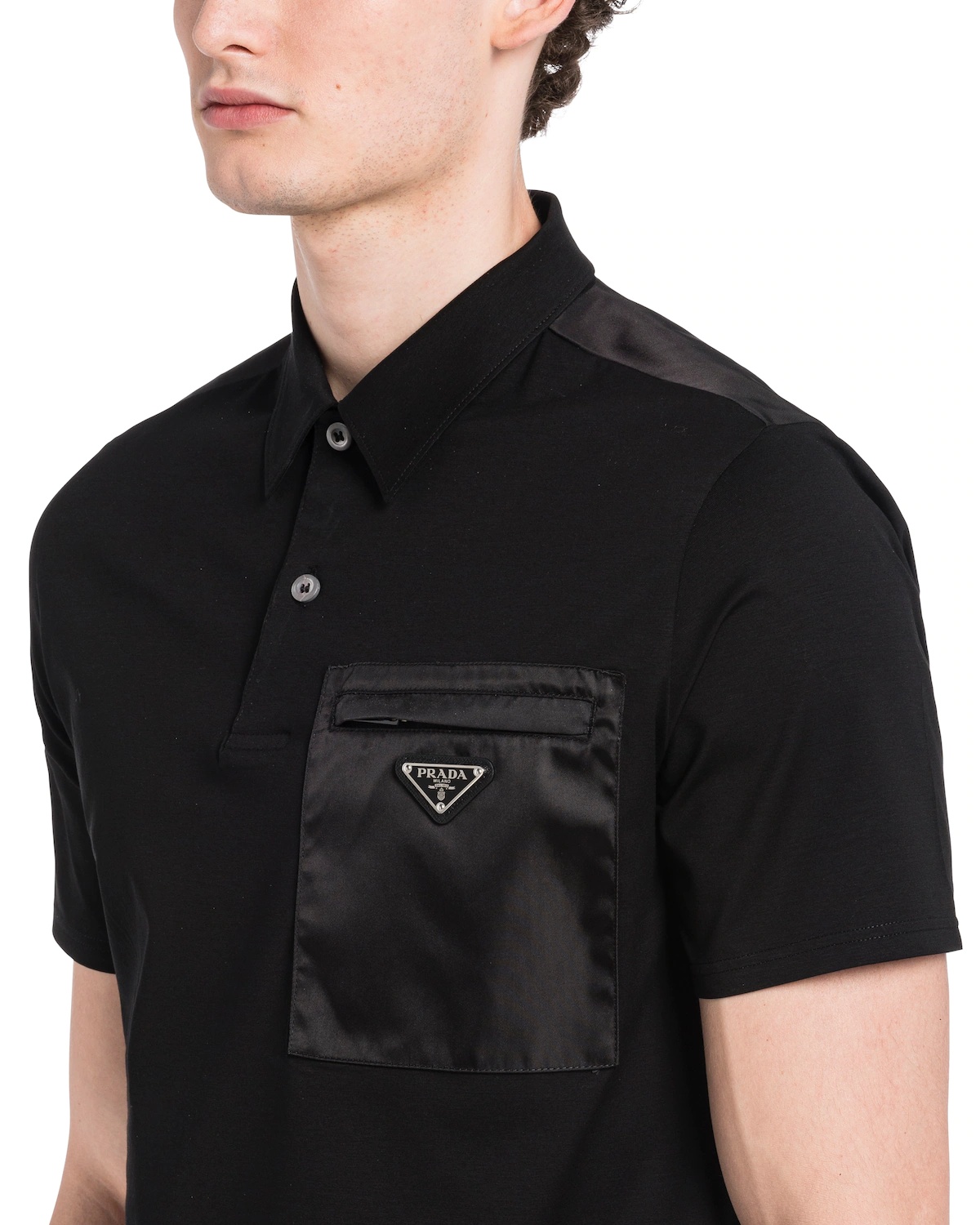 Stretch cotton polo shirt with nylon details - 5