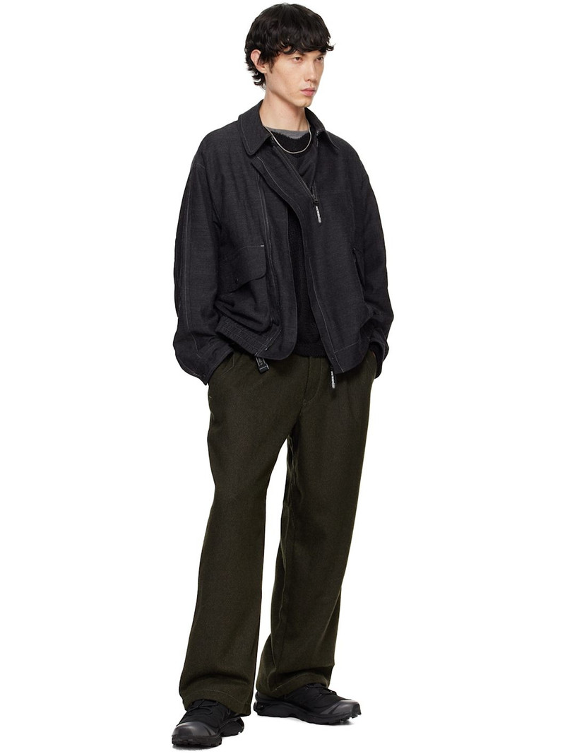and Wander Khaki Rewool Tweed Wide Trousers outlook