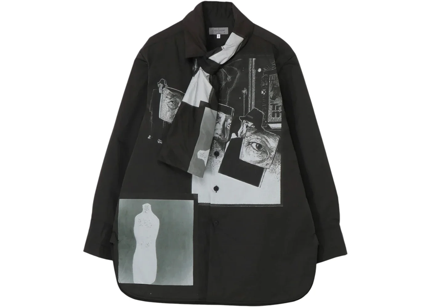 Yohji Yamamoto Stole Detail Padded Coat Black - 1