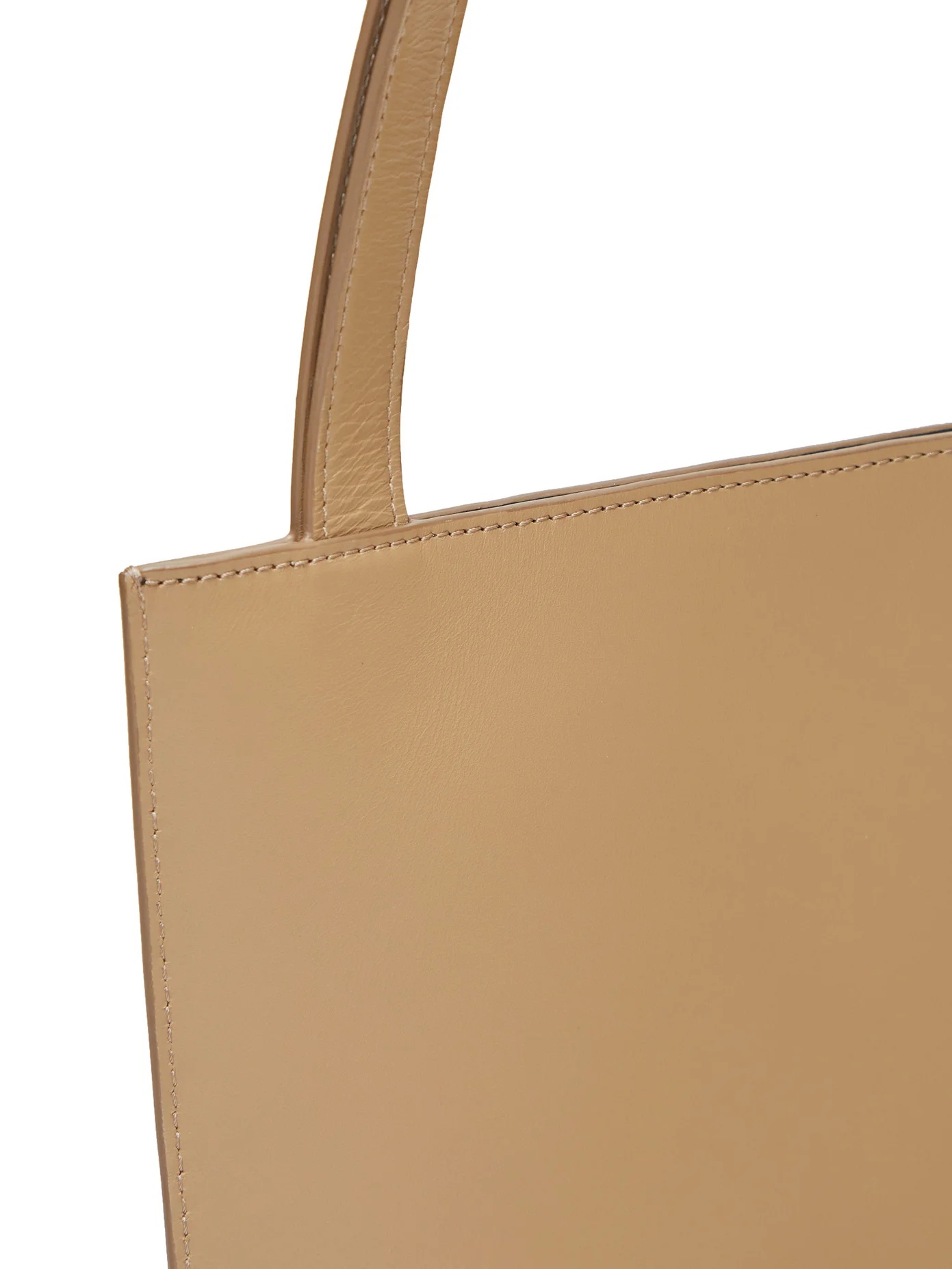 Flat logo-debossed leather tote bag - 6