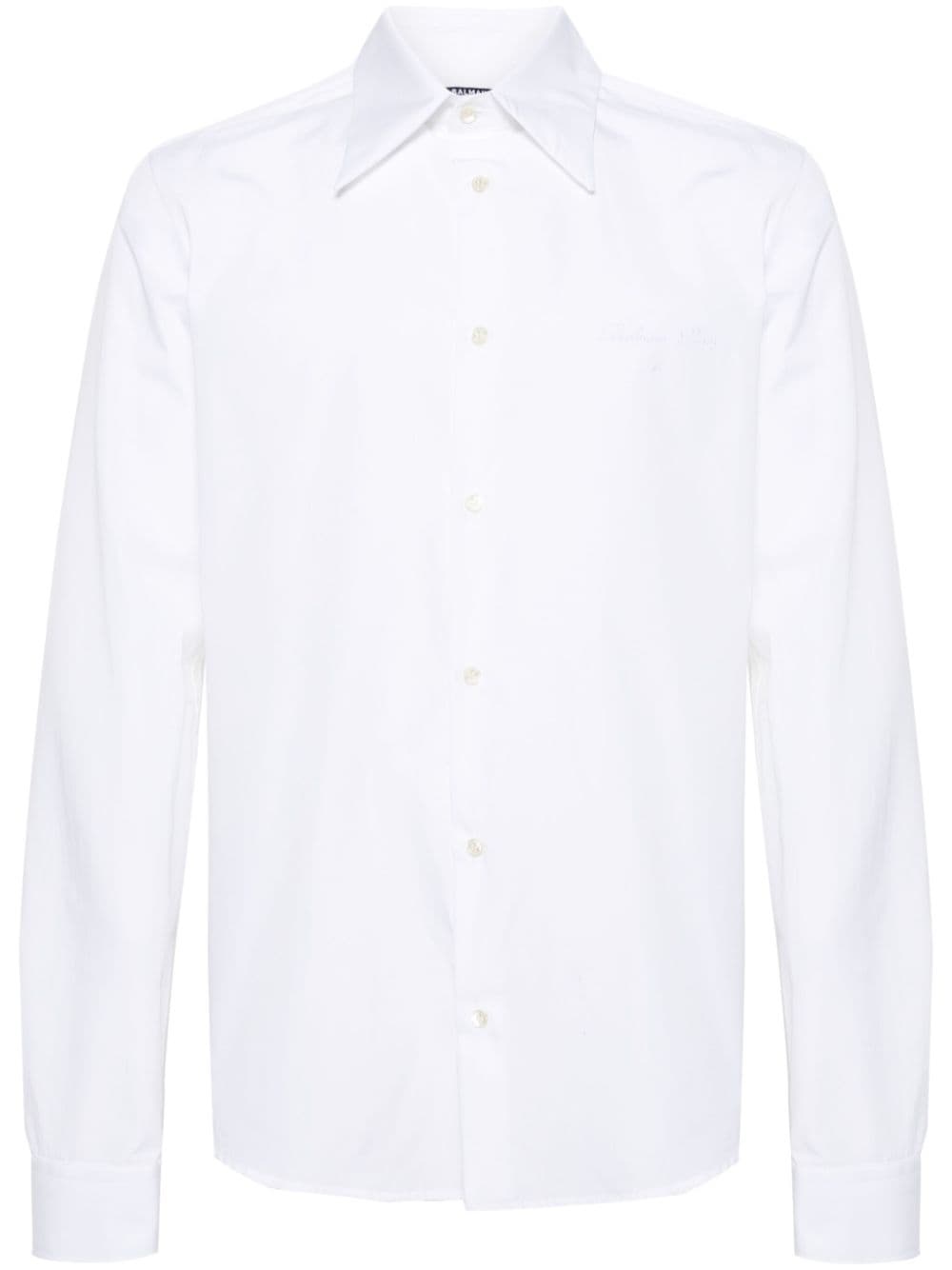 logo-embroidered cotton shirt - 1