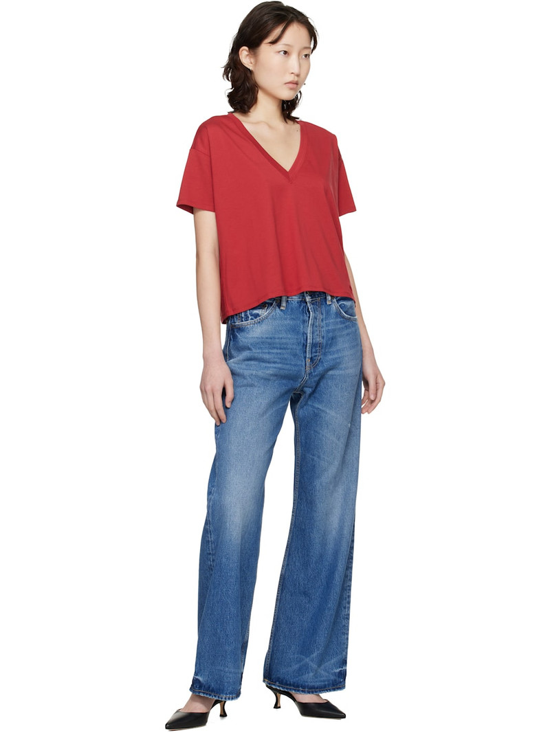 Loulou de Saison Red 'Faaa LDS' V-neck T-shirt outlook