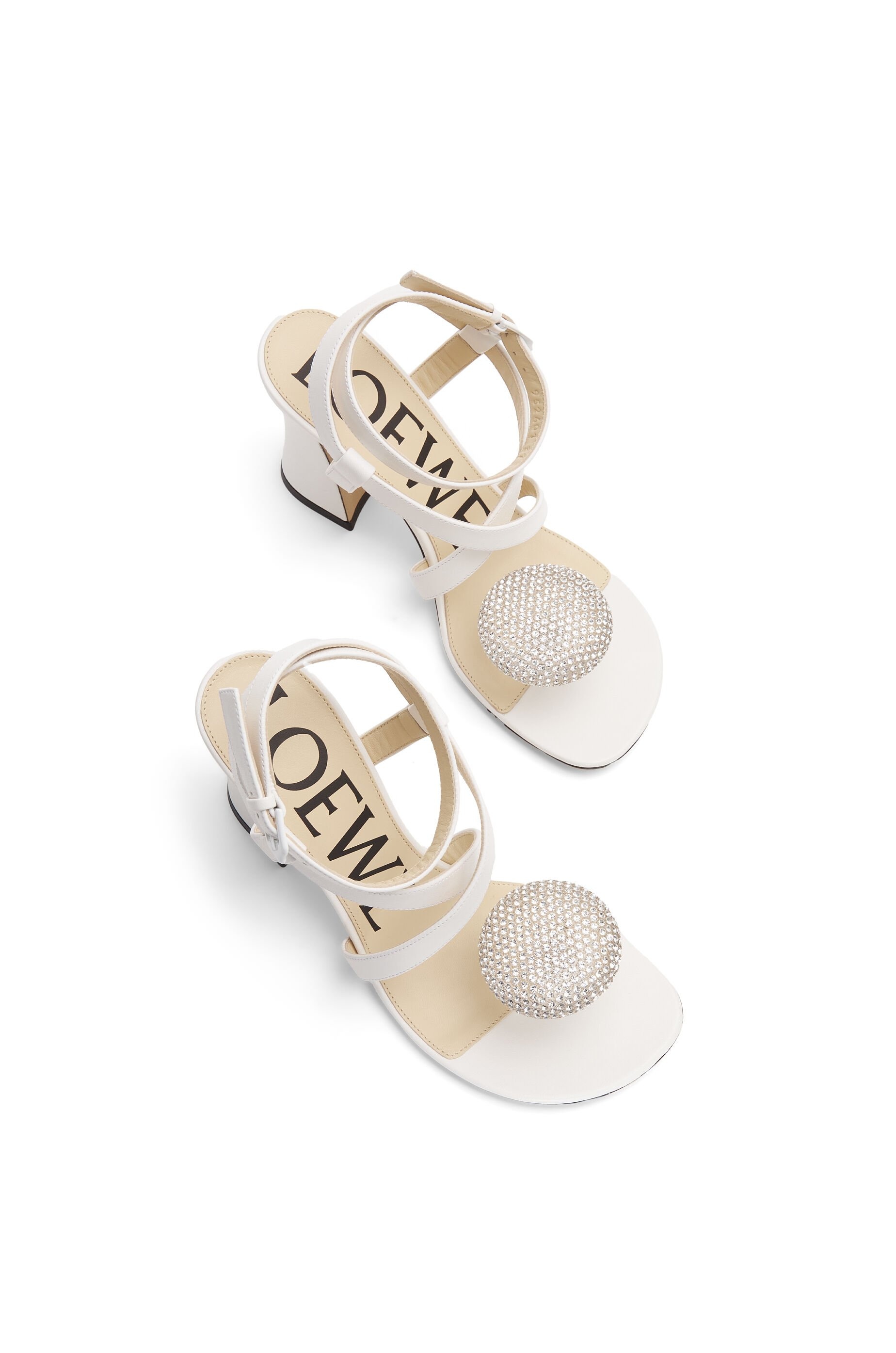 Loewe Calle Pebble sandal in lambskin and rhinestones
