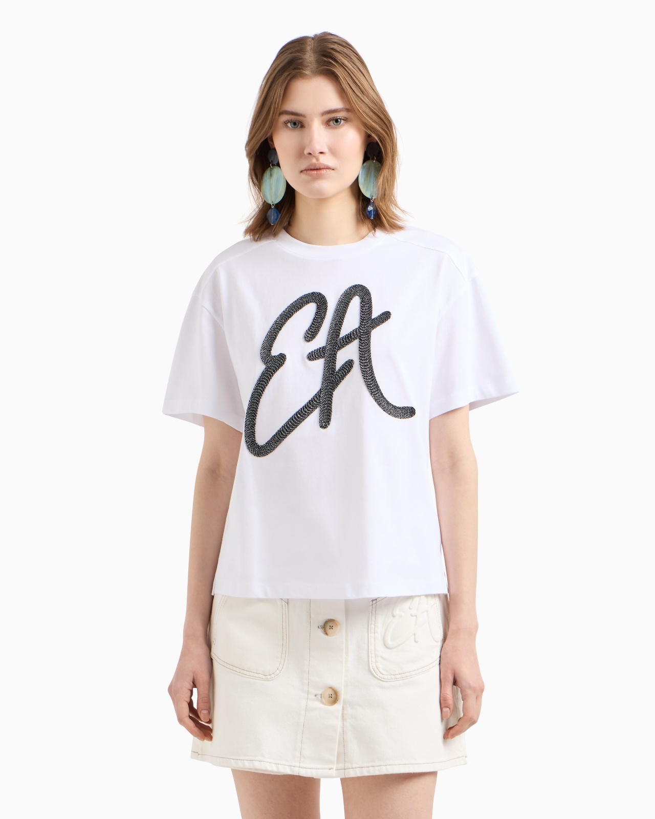 COTTON-JERSEY T-SHIRT WITH OVERSIZED LUREX LOGO - 2