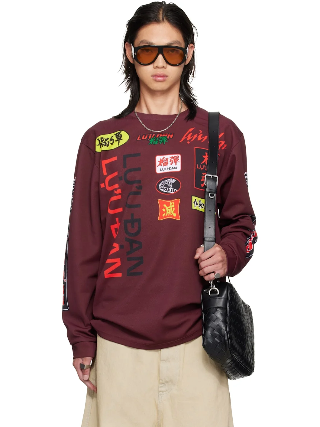 Burgundy Oversized Long Sleeve T-shirt - 1
