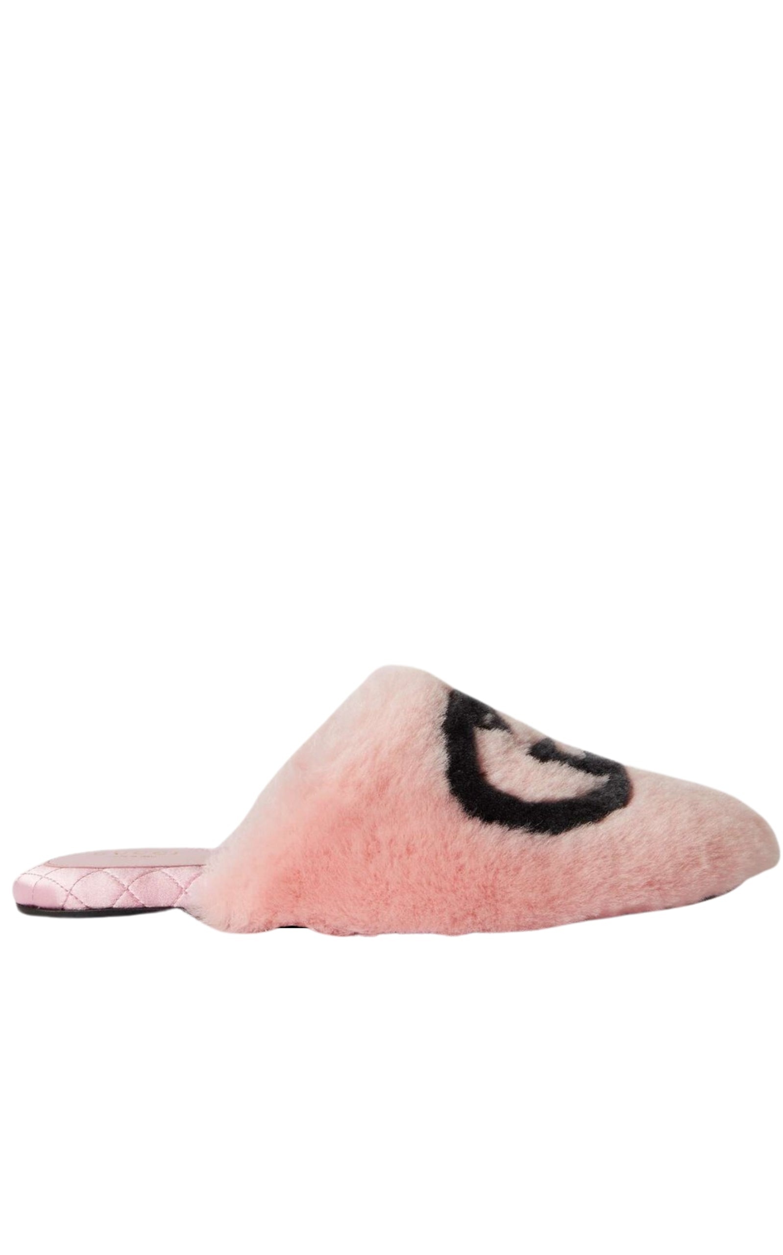 Interlocking G Faux Fur Slippers in Pink - 1