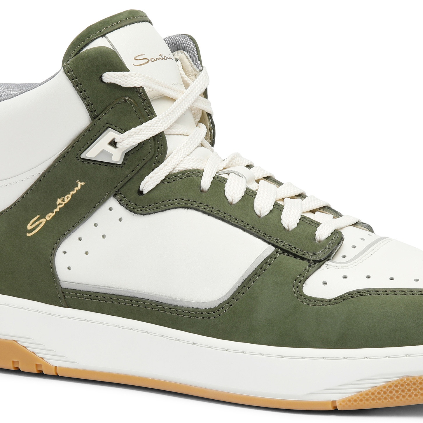 Men’s white and green leather and nubuck Sneak-Air sneaker - 6