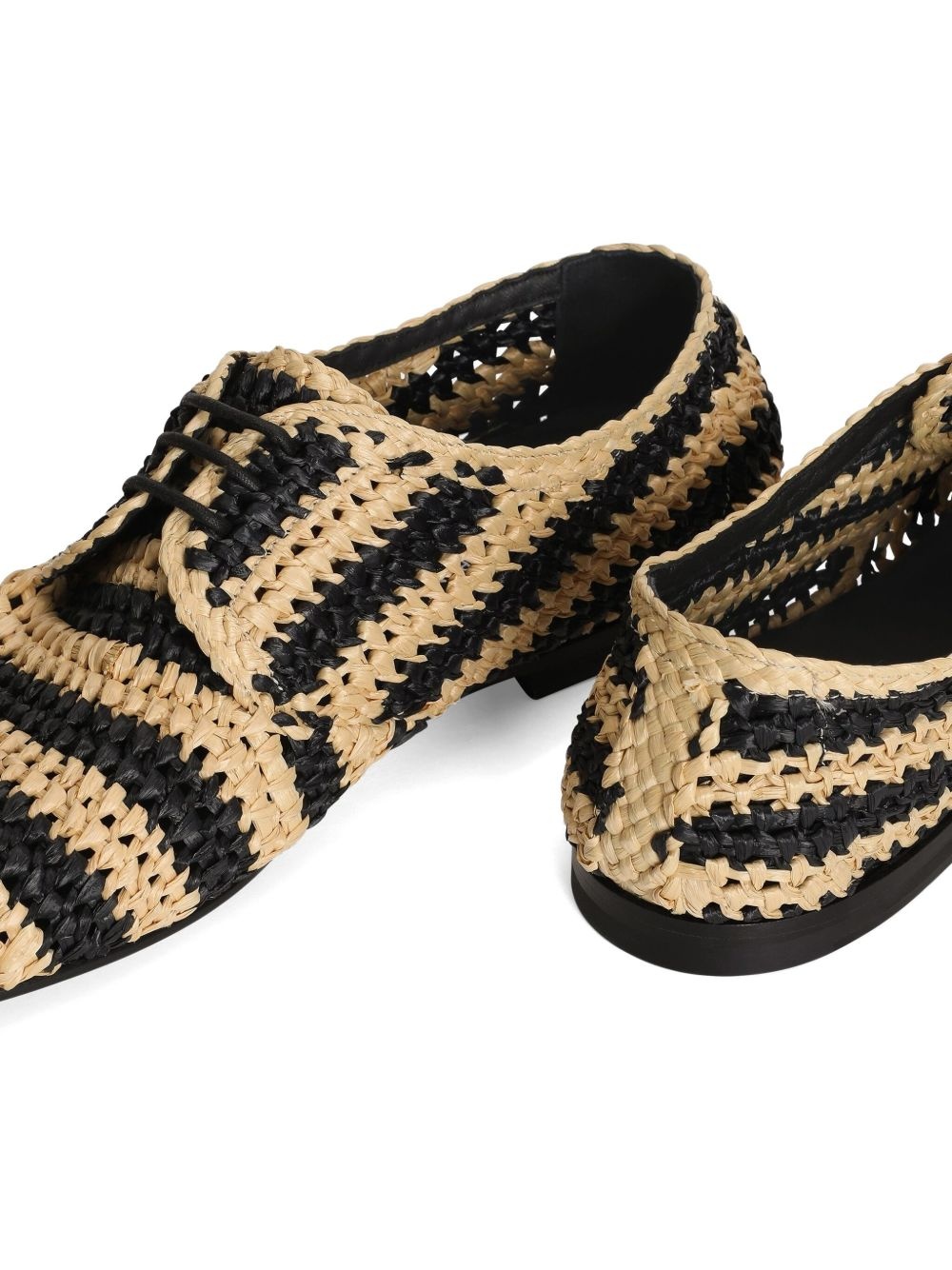 striped raffia Derby shoes - 4