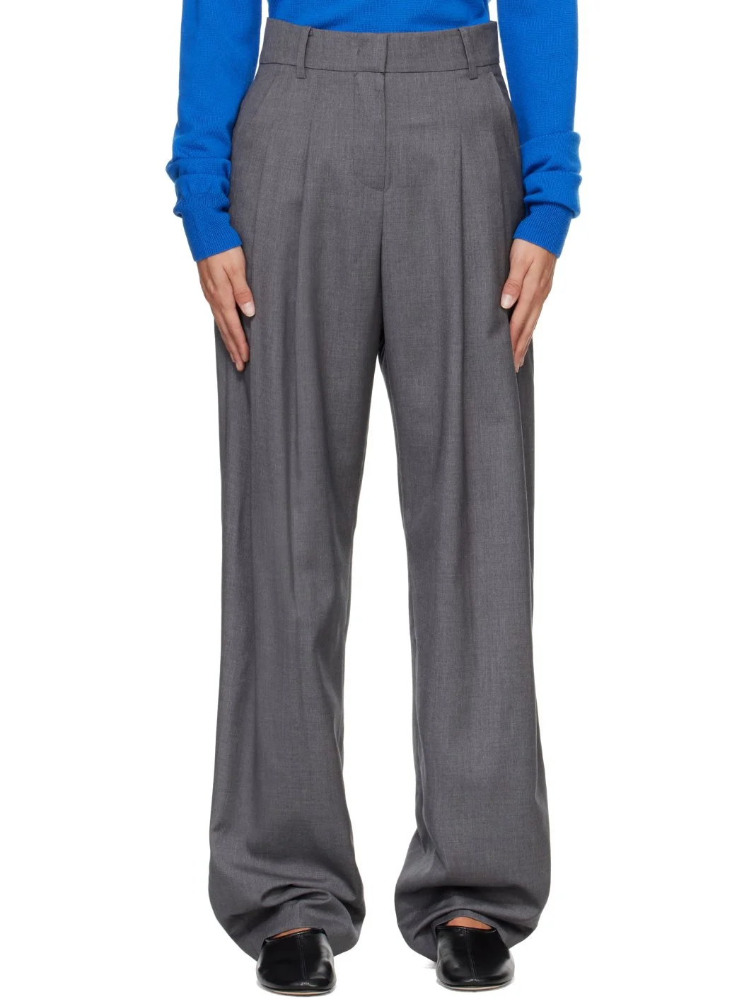 Gray Gelso Pleated Trousers - 1
