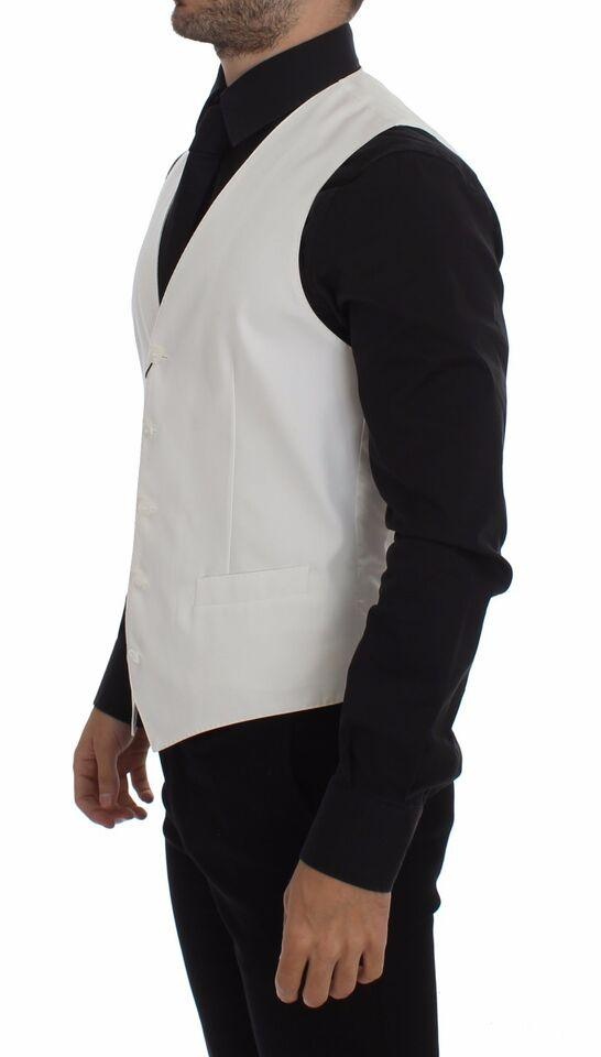 Dolce & Gabbana White Cotton Silk Blend Dress Vest Blazer - 4