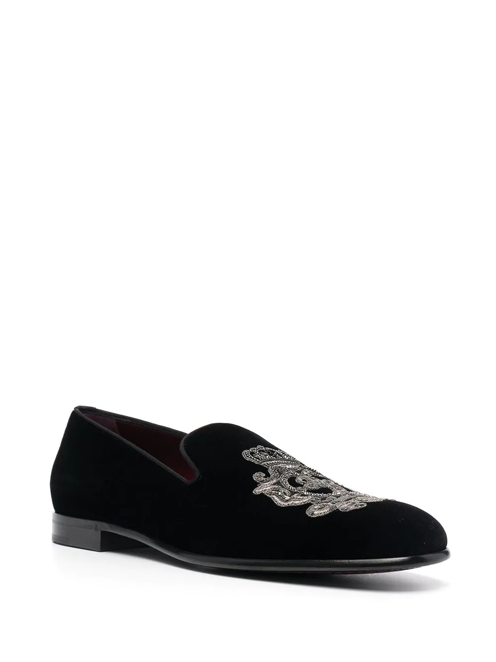 crown embroidery loafers - 2