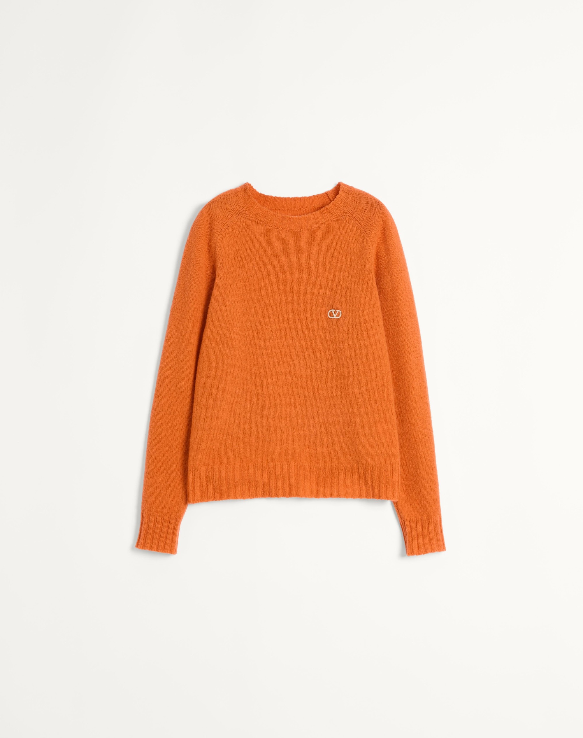 SHETLAND WOOL CREWNECK SWEATER WITH VLOGO EMBROIDERY - 1