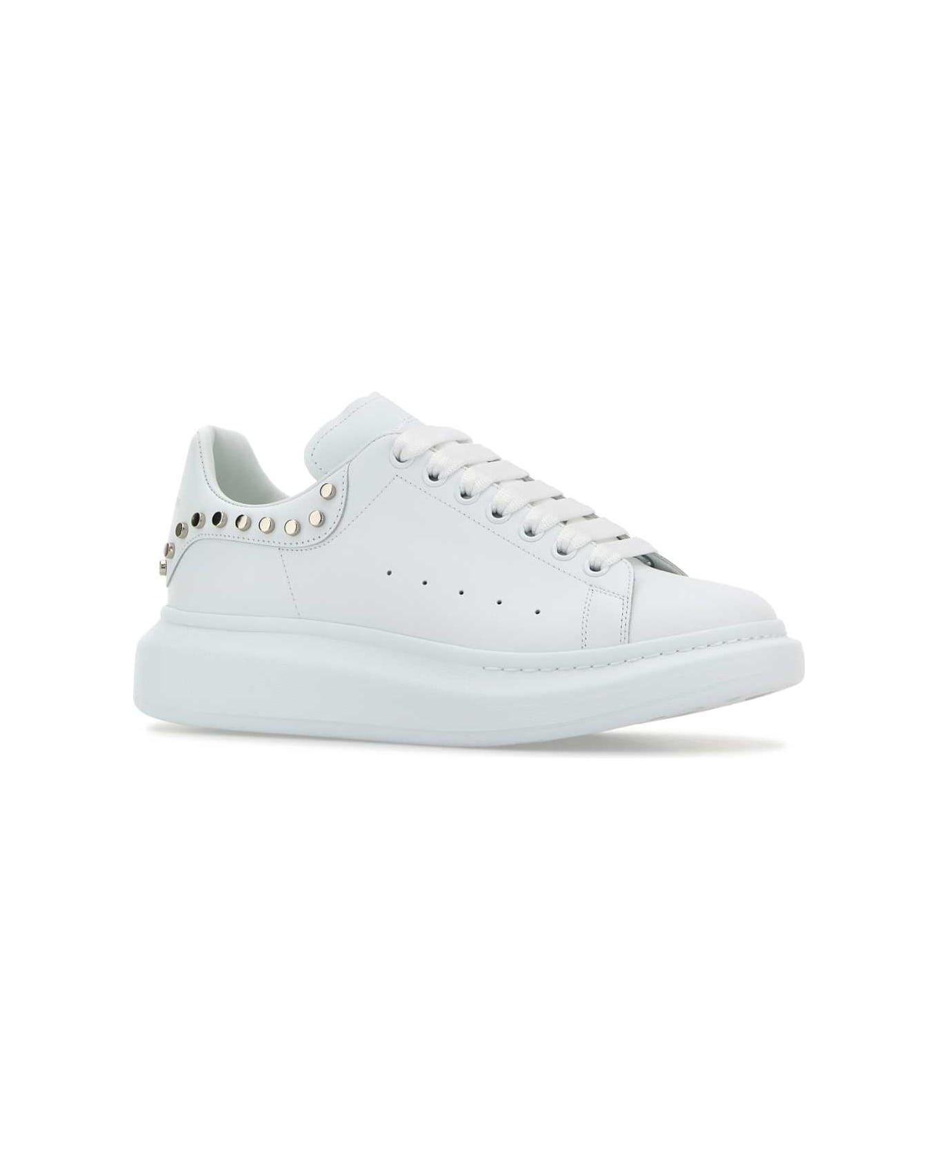 White Leather Sneakers With White Leather Heel - 2