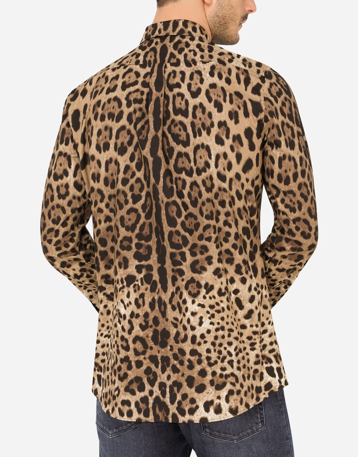 Cotton Martini-fit shirt with leopard print - 4