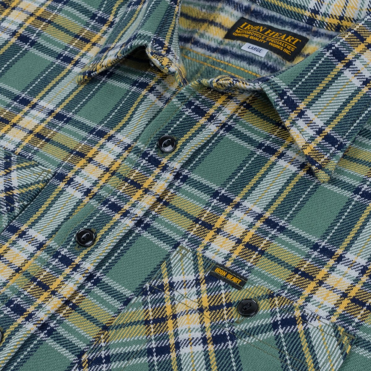 Ultra Heavy Flannel Tartan Check Work Shirt - Green - 10