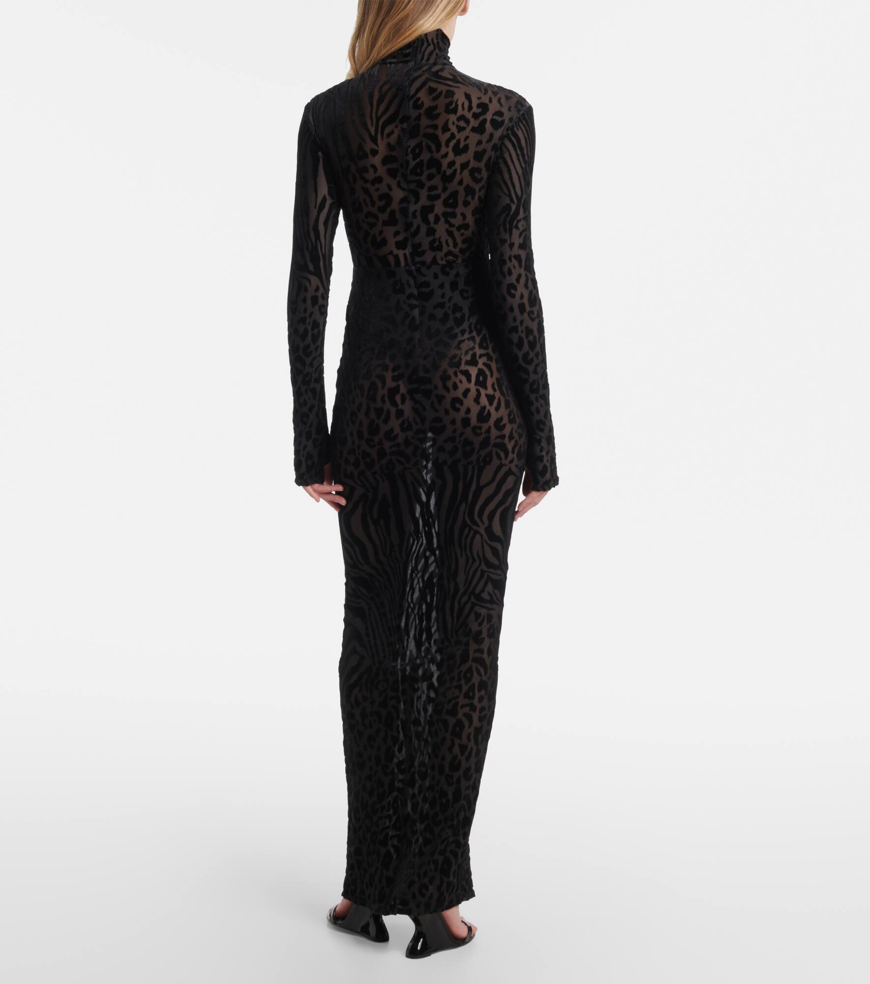Sheer animal-print devoré maxi dress - 3
