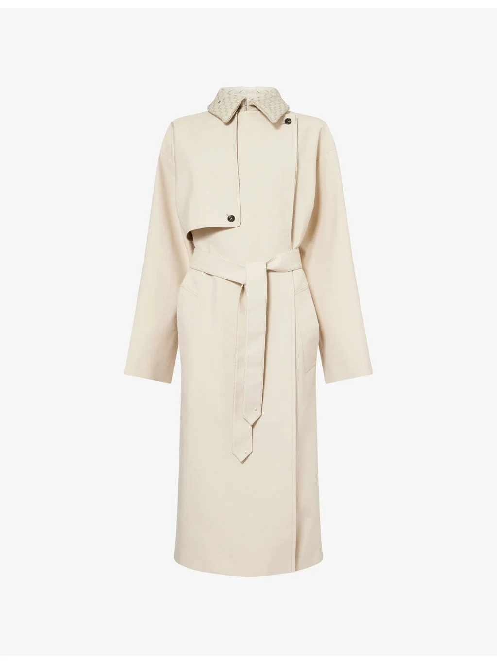Pinstripe Oversize Wool-Blend Trench Coat - 1