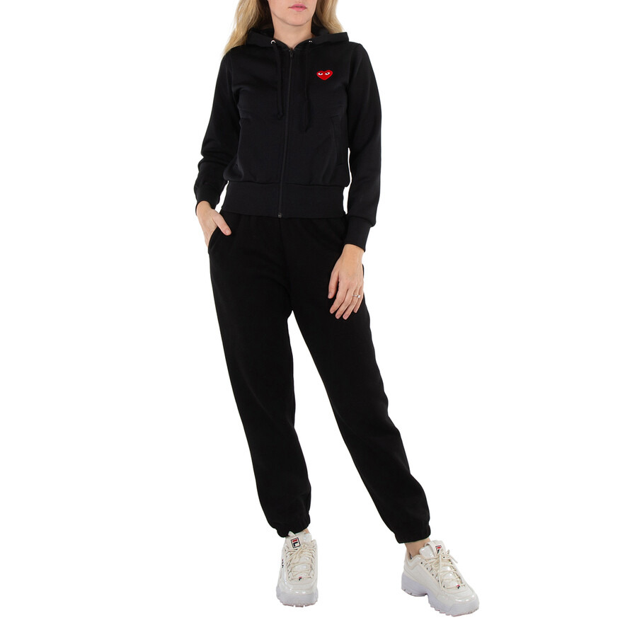 Comme Des Garcons Ladies Long-sleeve Embroidered Heart Logo Hoodie - 6