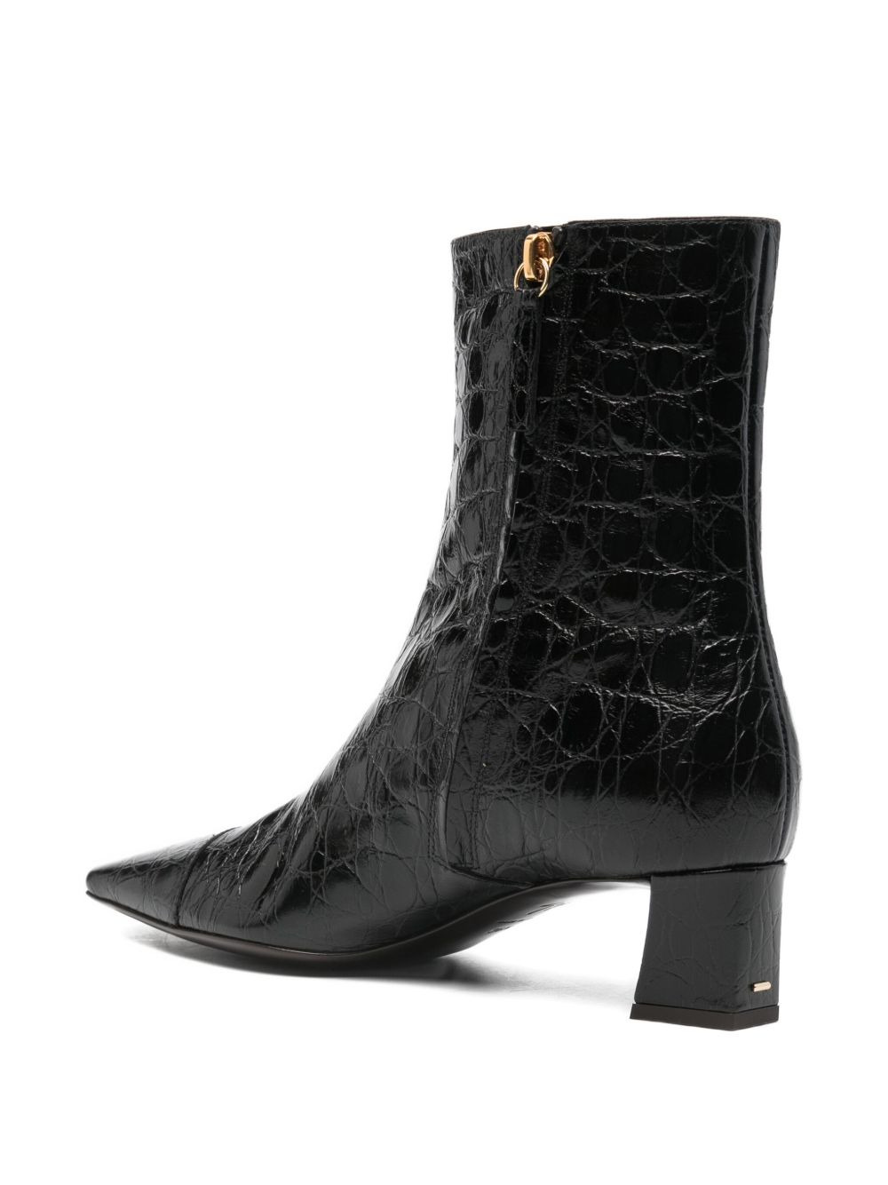 crocodile-effect block-heel boots - 3