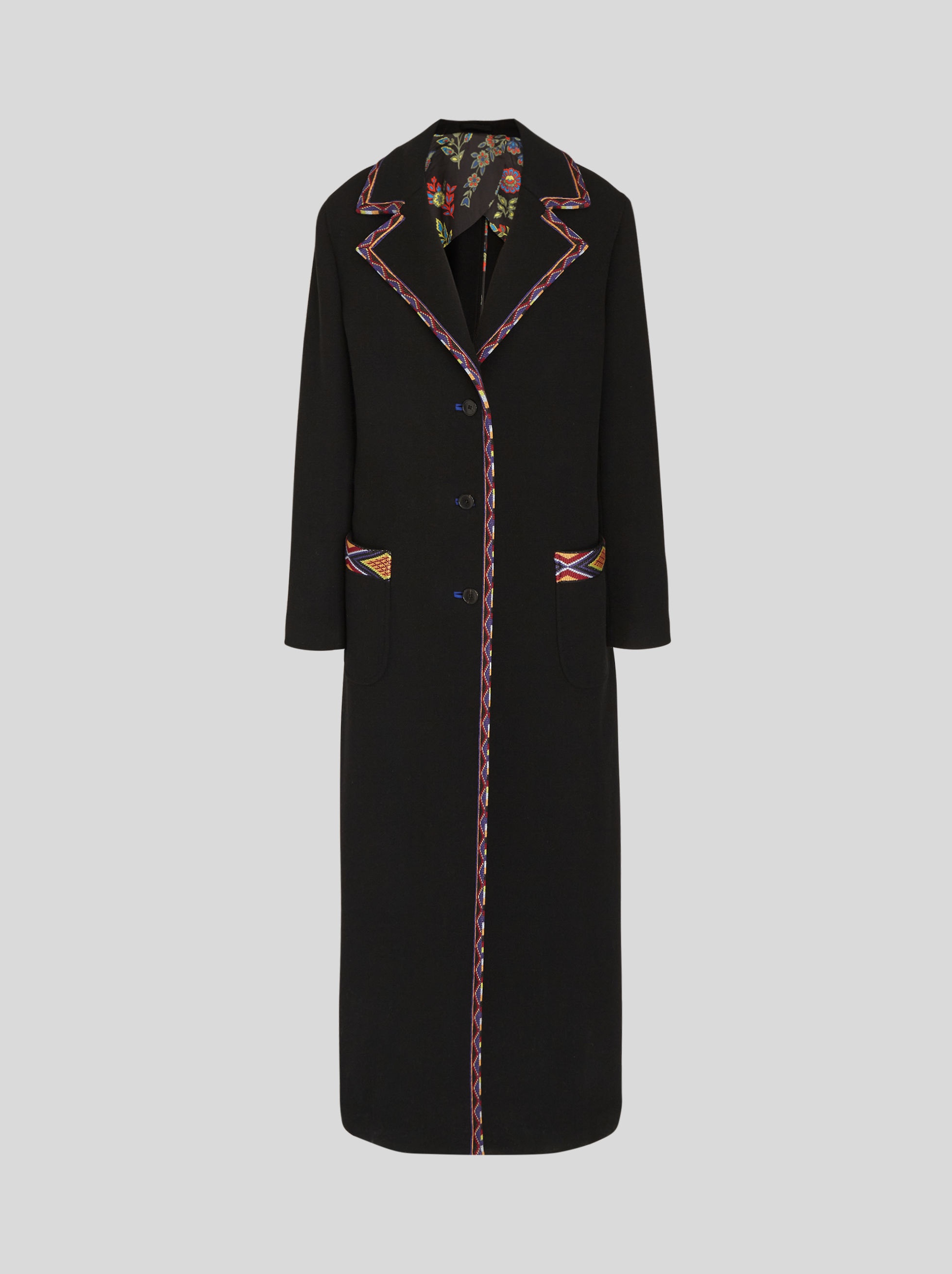 GEOMETRIC PATTERN MIXED WOOL COAT - 1