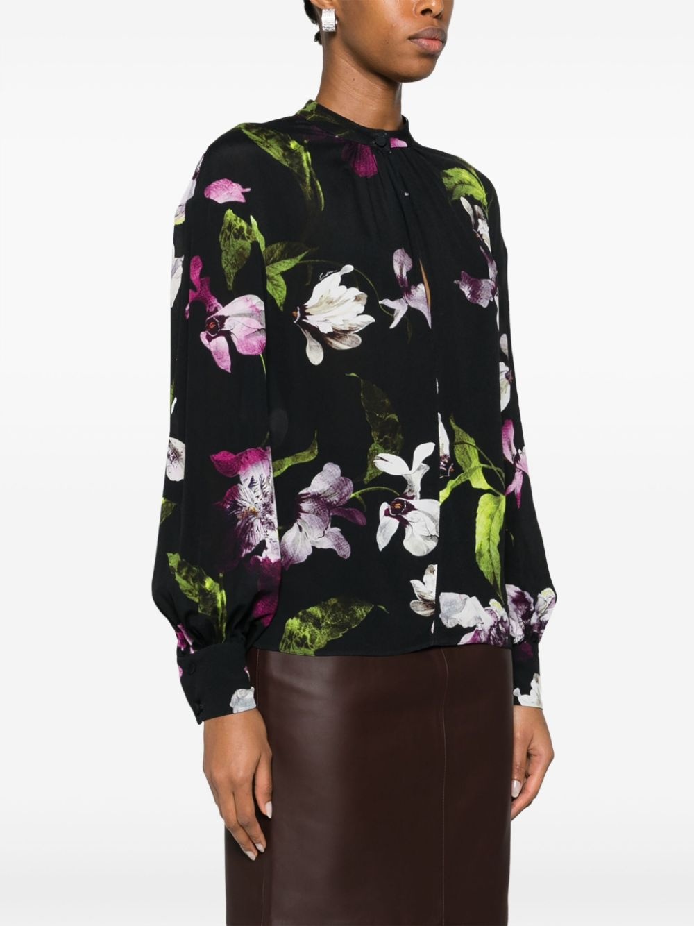 floral-print balloon-sleeve blouse - 3