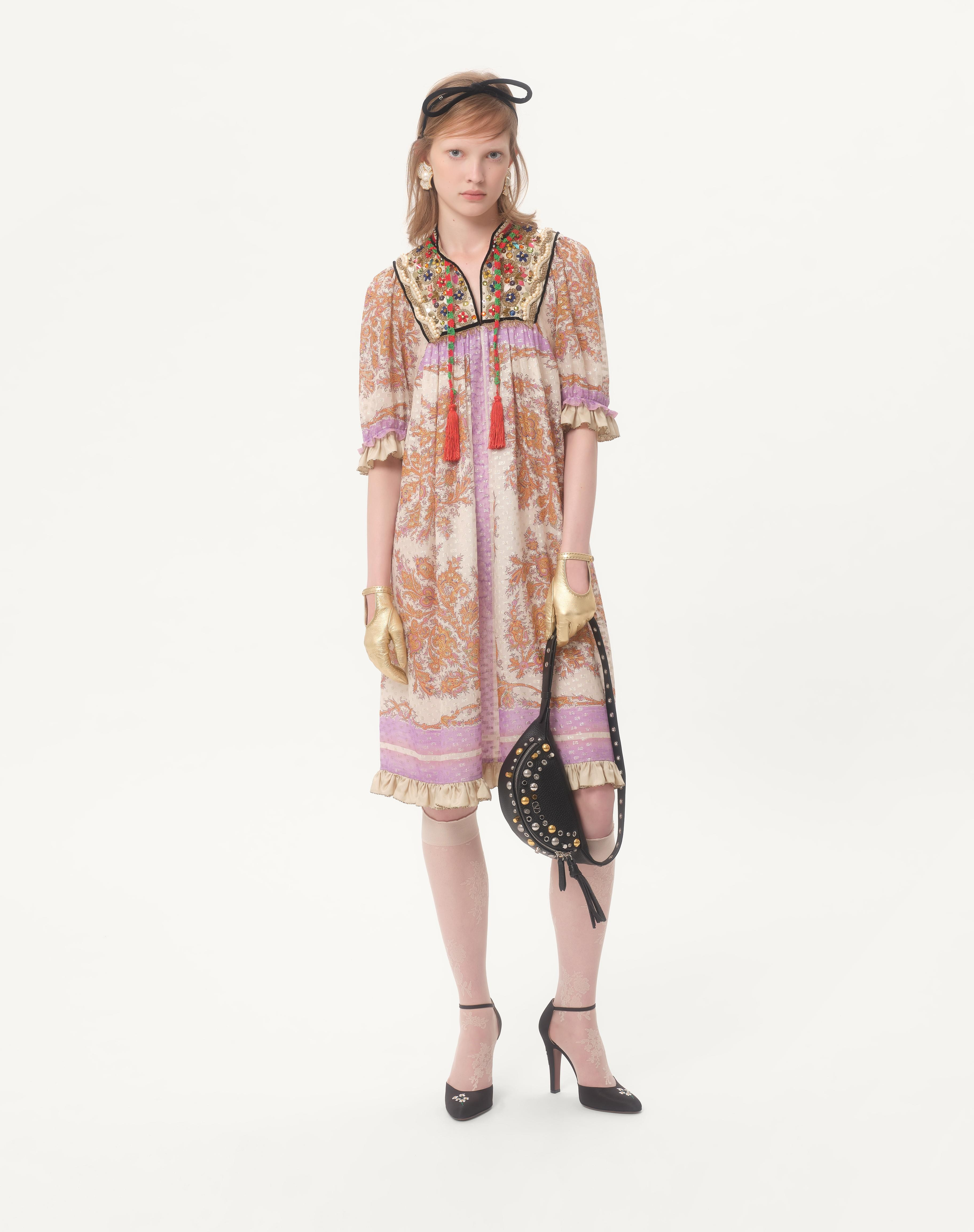 GEORGETTE LUREX DRESS WITH VOYAGE IMAGINAIRE PRINT - 2