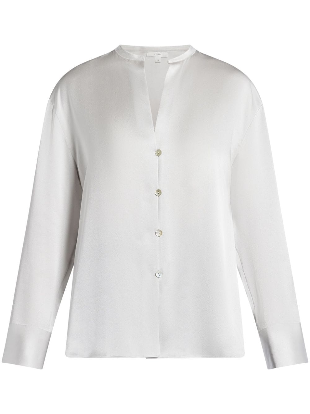 band-collar silk blouse - 1