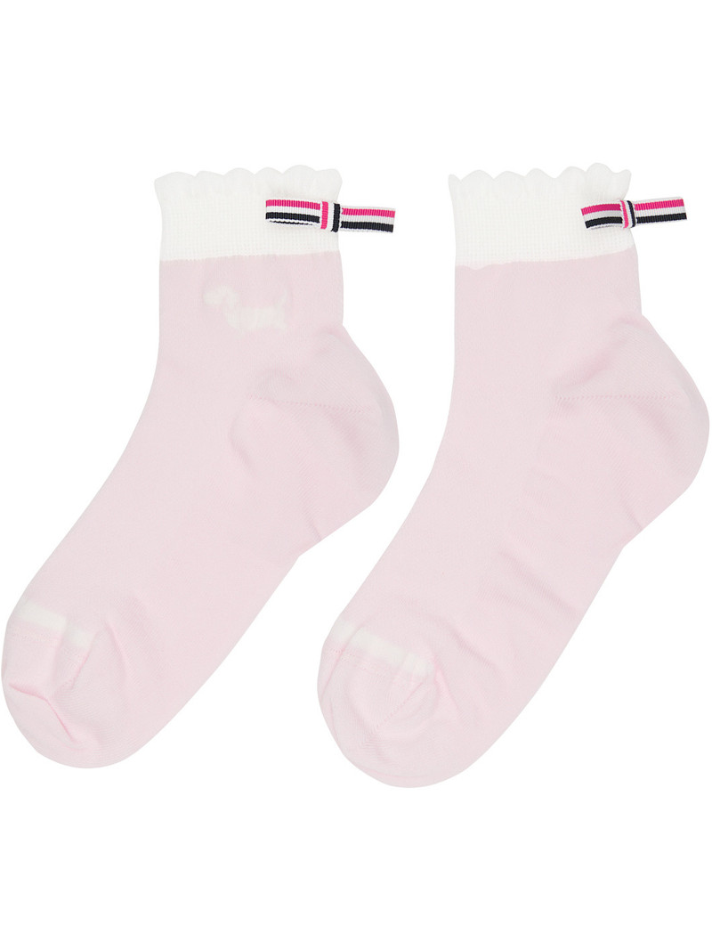 Thom Browne Pink Pointelle Stitch Hector Crew Socks outlook