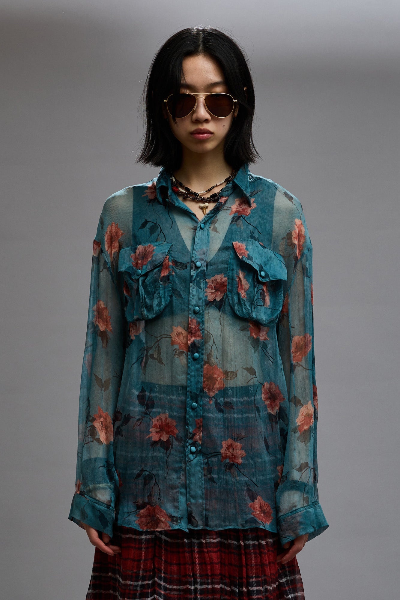 BELLOW POCKET RELAXED SHIRT - BLUE FLORAL - 4
