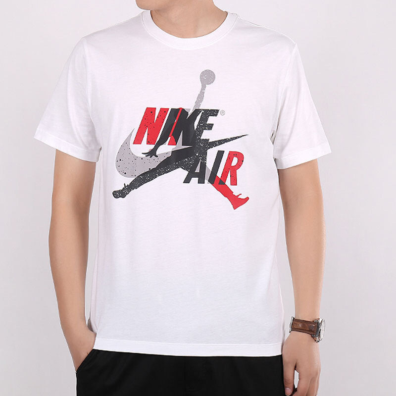 Air Jordan Jumpman Classics Logo Printed Short Sleeve TEE Men White CV1736-101 - 4