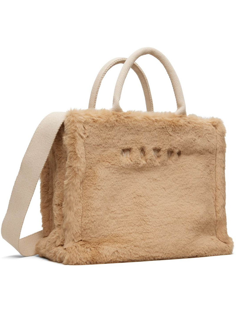 Marni Beige Small Faux-Fur Basket Tote outlook