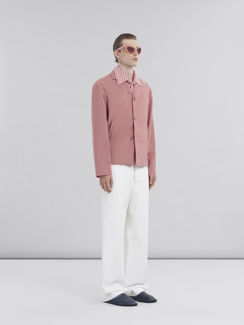 RED AND WHITE GINGHAM WOOL JACKET - 6