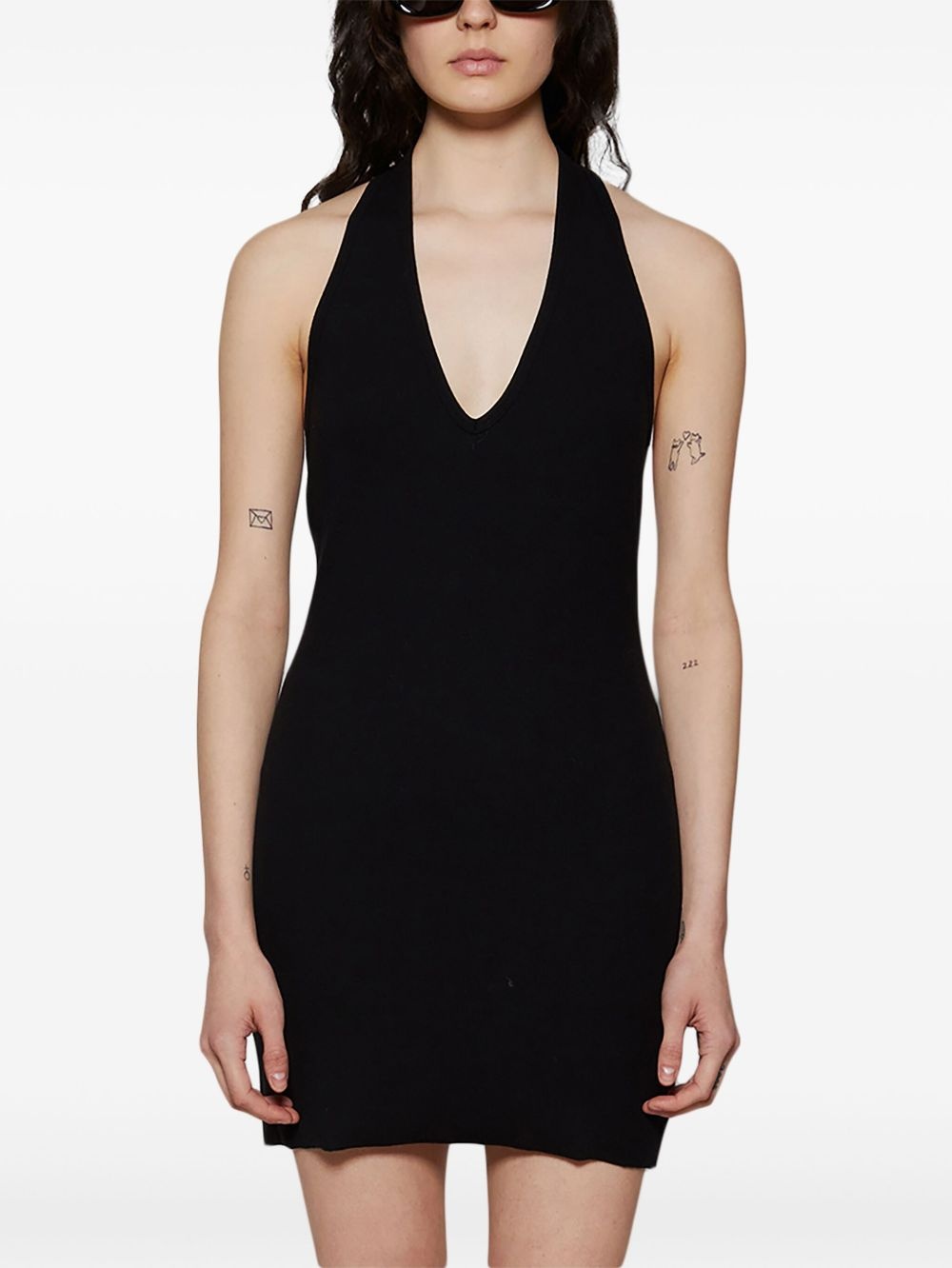 halterneck open-back minidress - 3