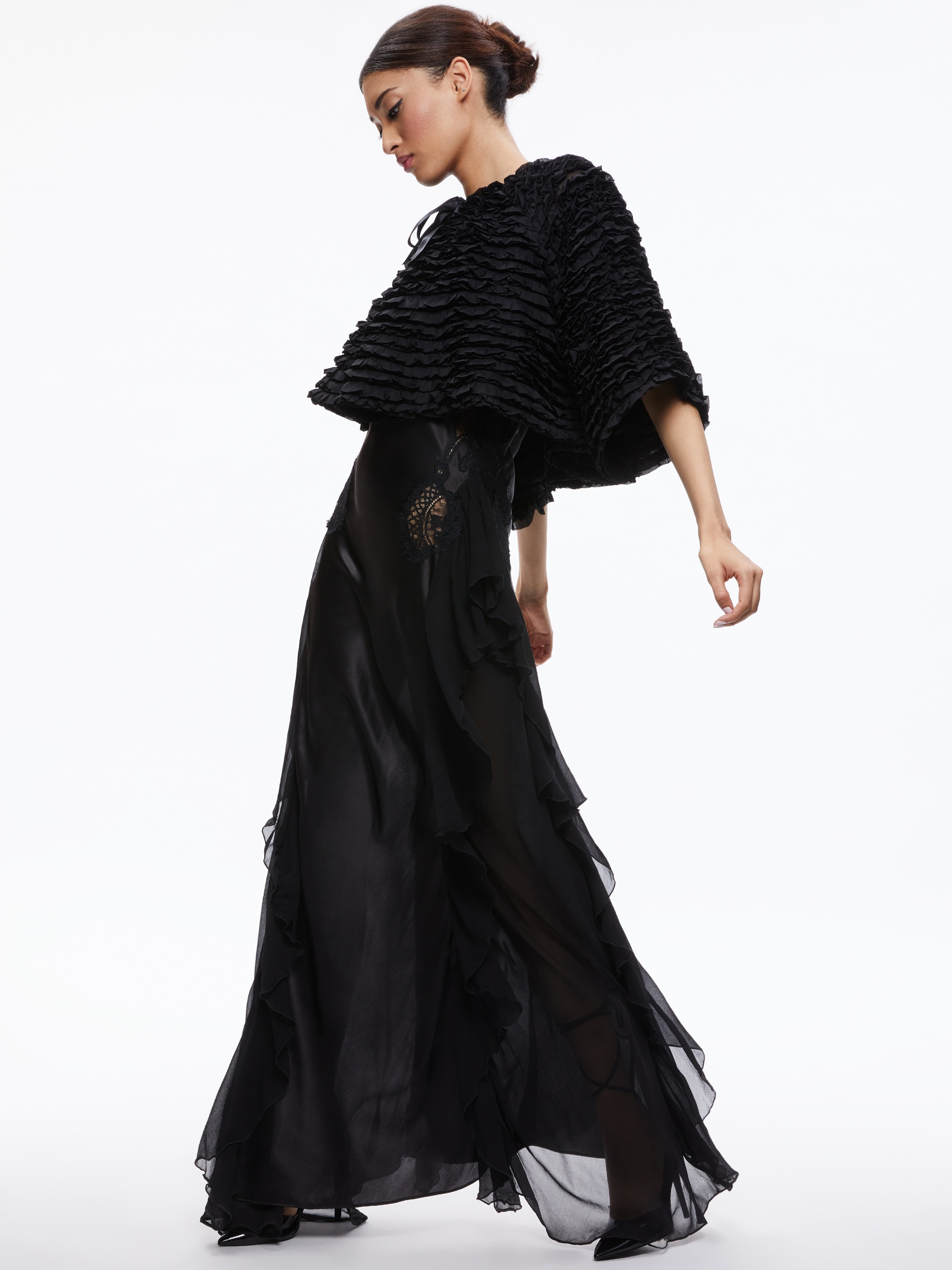 LOREE RUFFLE TIE FRONT CROPPED JACKET - 6