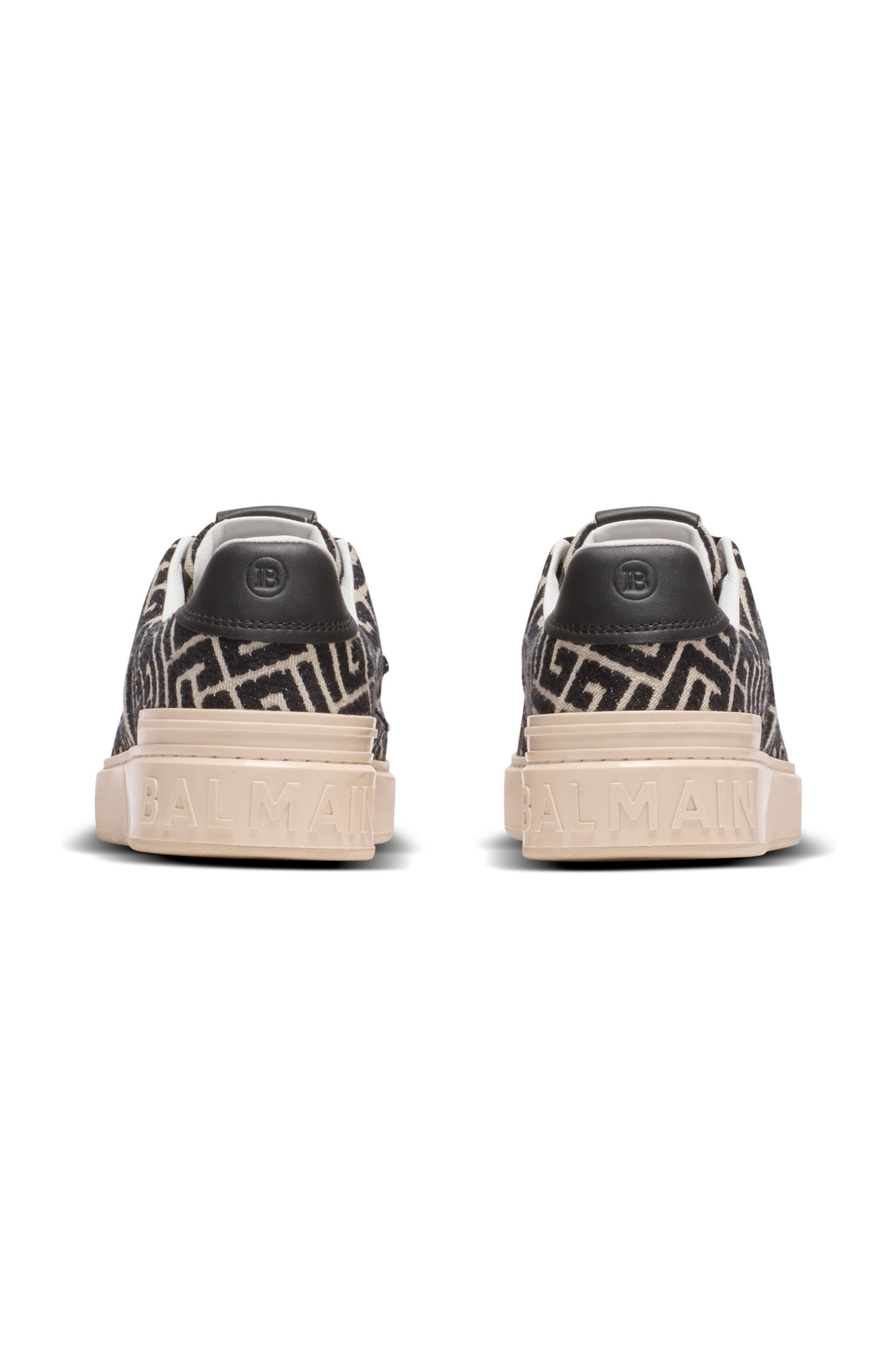 Balmain B-Court monogrammed canvas trainers in Black at Nordstrom - 3