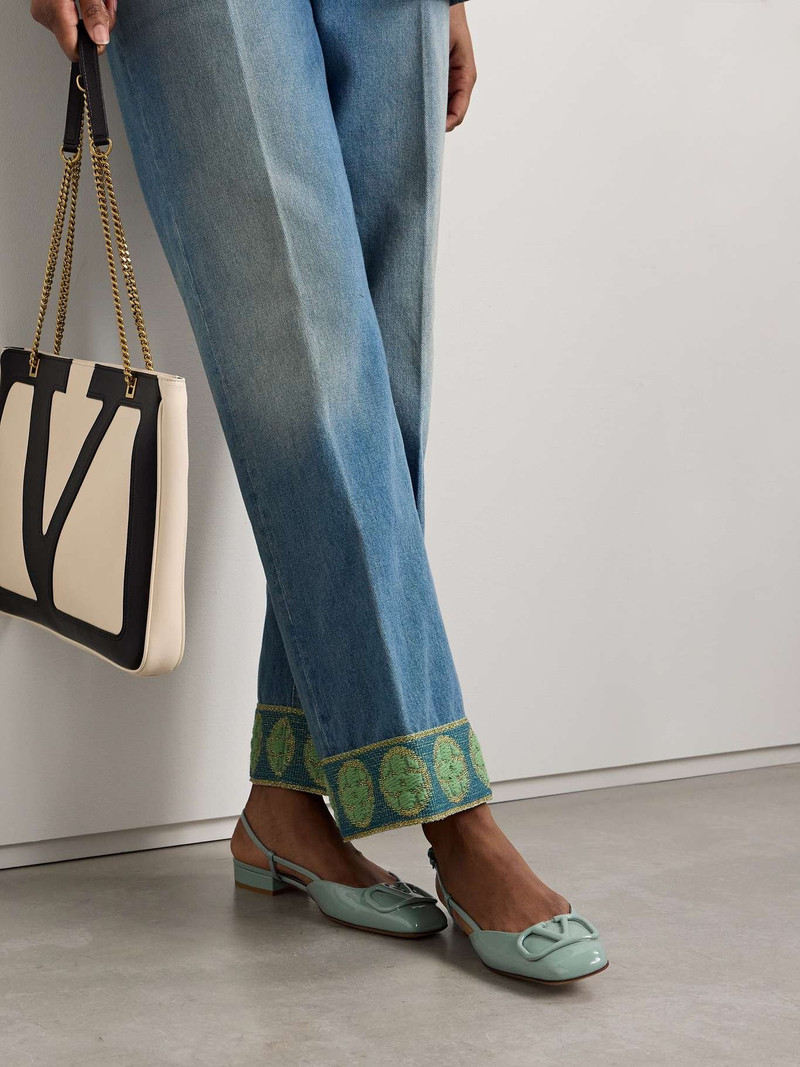 Valentino VLOGO 30 patent-leather slingback flats Mint outlook