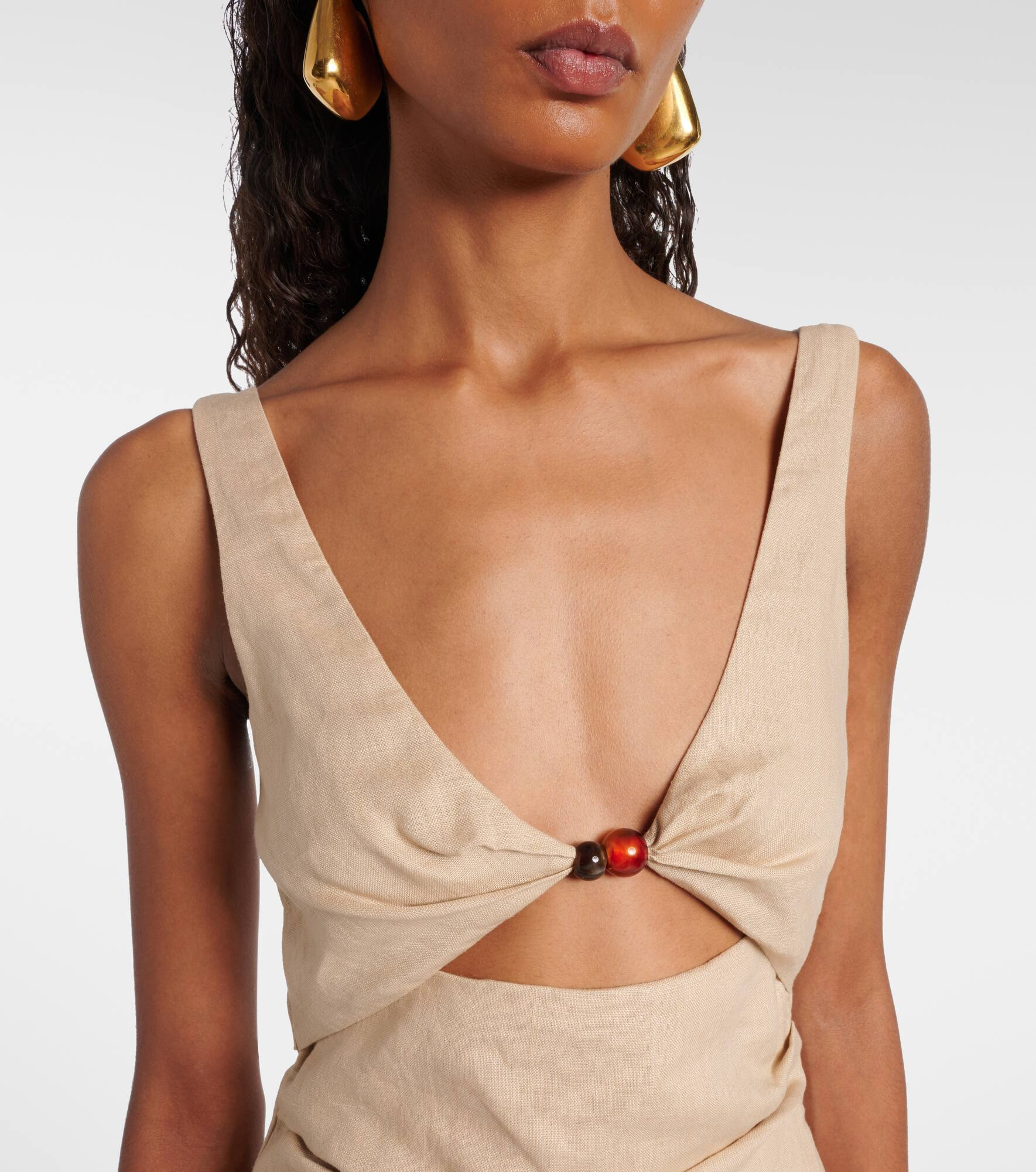 Moretti cutout linen midi dress - 4