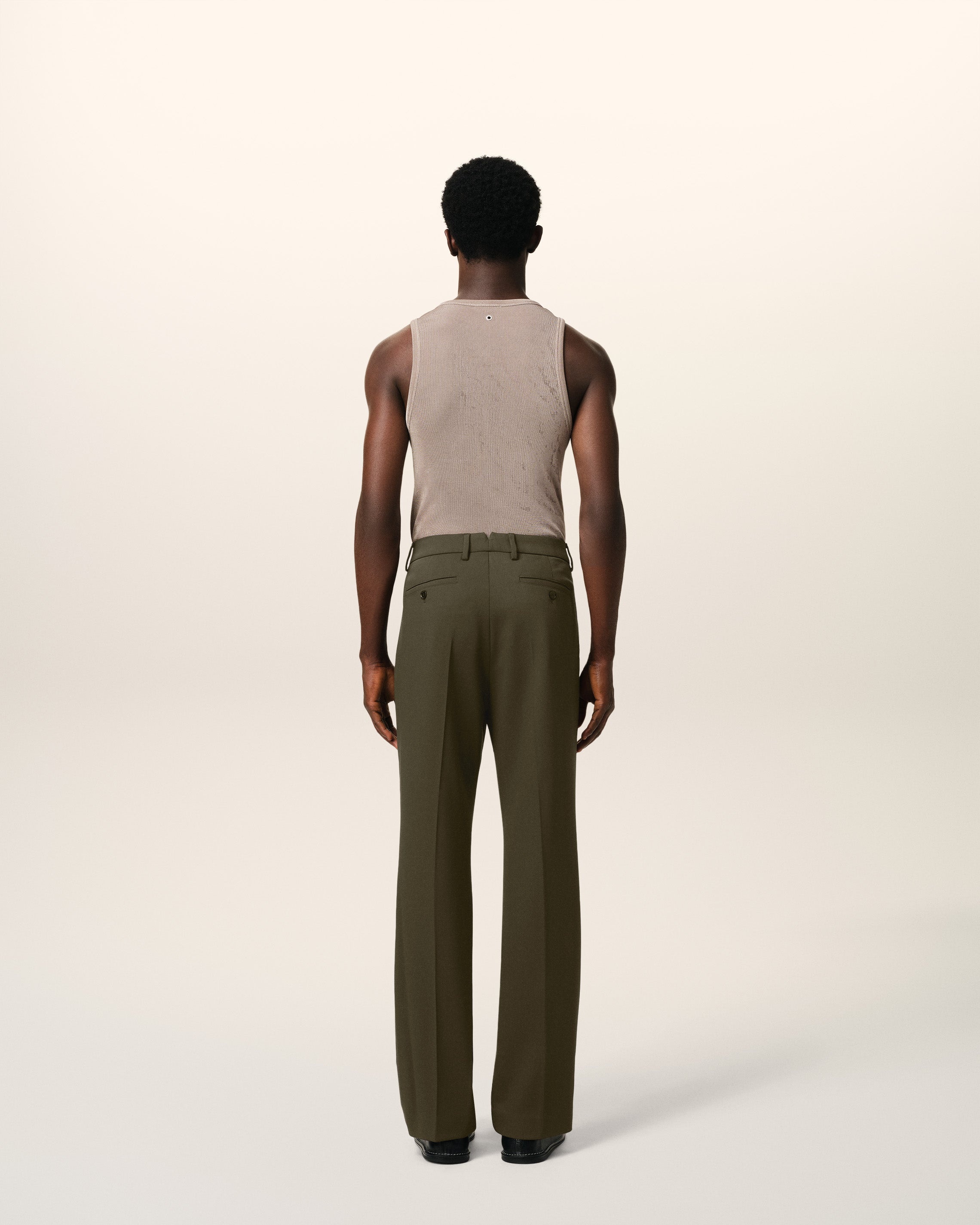 GREEN WOOL STRAIGHT FIT TROUSERS - 4