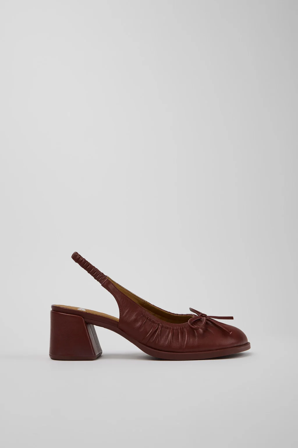 Kora Burgundy Leather Semi-Open Shoes for Women. - 1