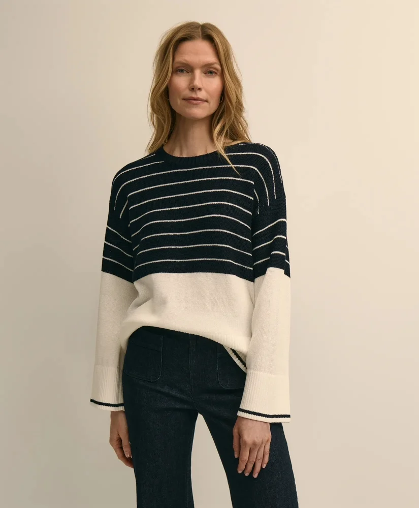 Cotton Oversized Mariner Stripe Sweater - 1