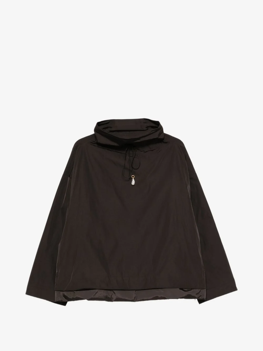 pearl-pendant funnel-neck raincoat - 1