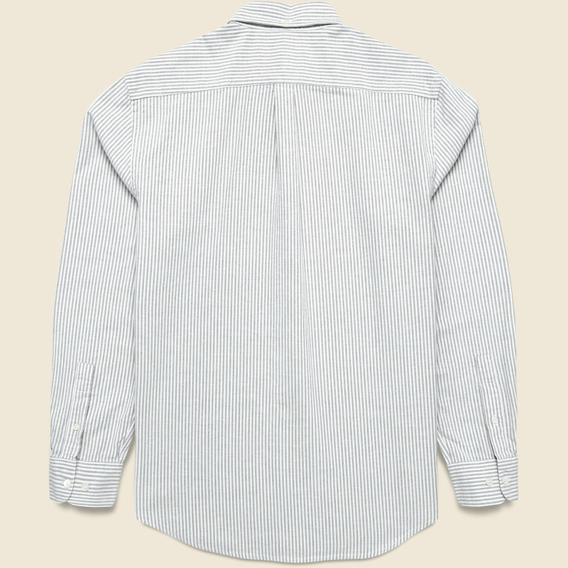 Portuguese Flannel Belavista Brushed Oxford Shirt - Green Stripe outlook