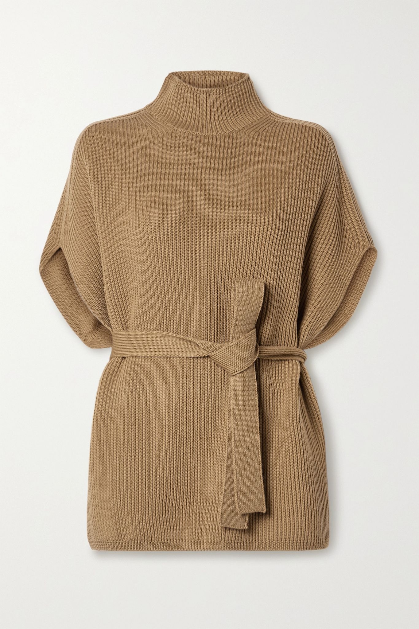 Leisure Fulmine belted ribbed wool turtleneck poncho - 1