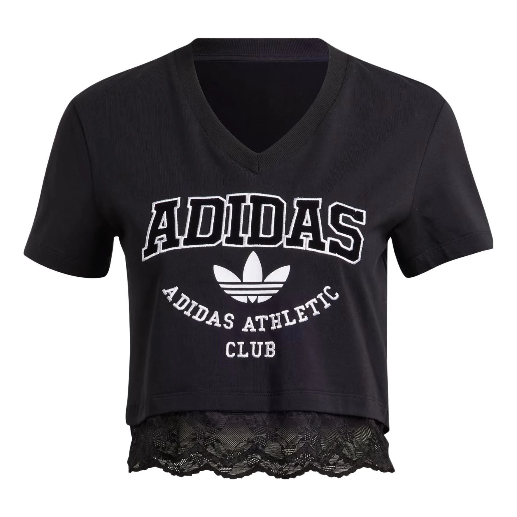 (WMNS) adidas 본래 주름을 잡은 레이스 손질 티셔츠 '검정' IL2417 - 1