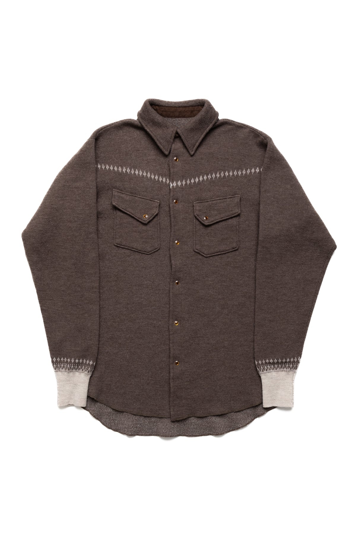 12G Fulling Knit HUSKEY Western Shirt - Brown - 1