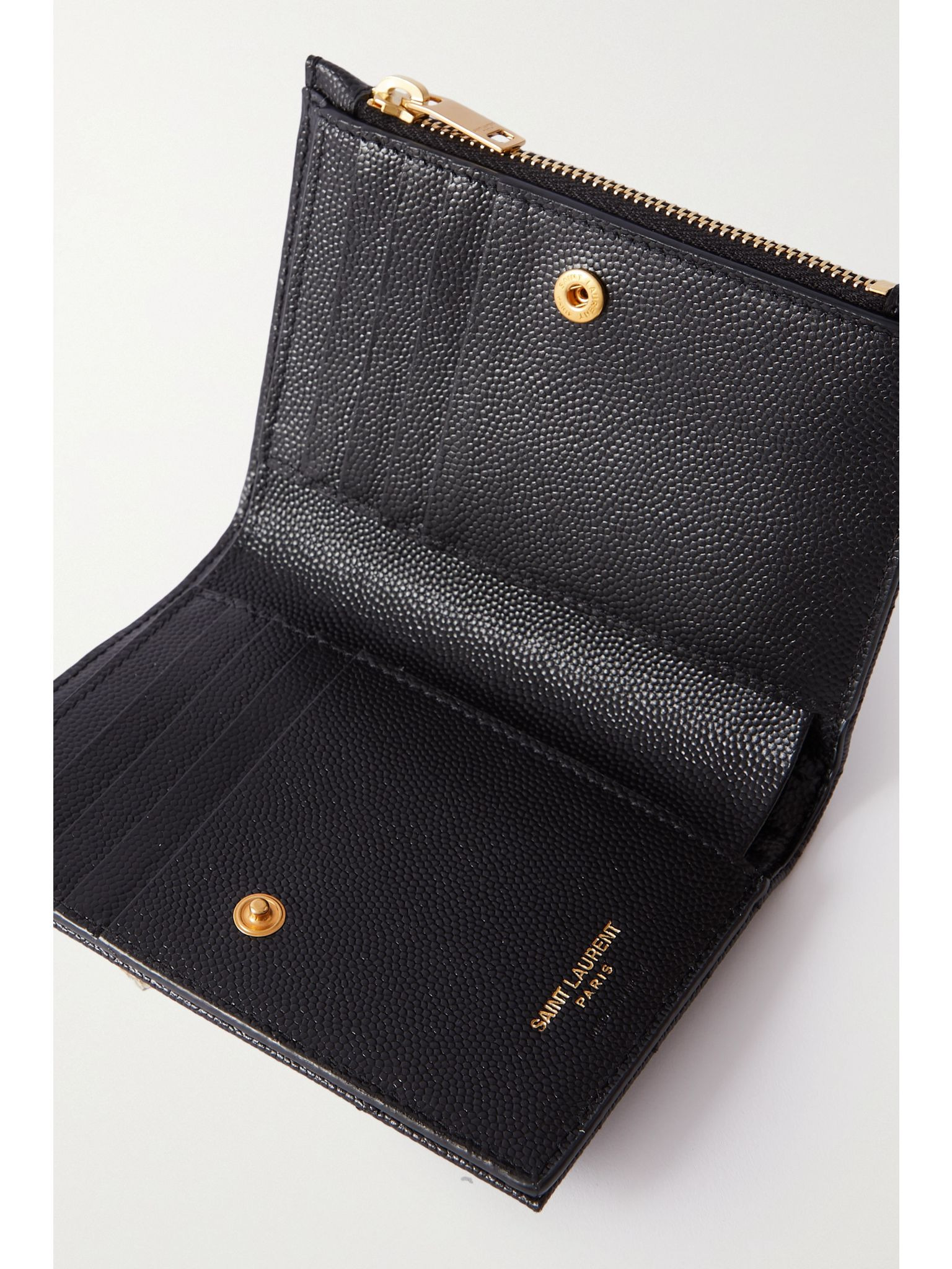 Cassandre quilted textured-leather wallet Black - 5