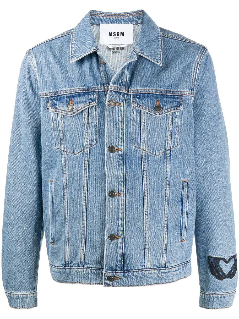 heart embroidery denim jacket - 1